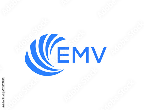 EMV Flat accounting logo design on white background. EMV creative initials Growth graph letter logo concept. EMV business finance logo design.
