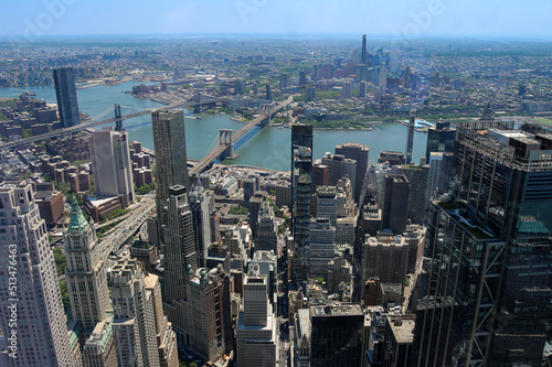 Aerial View of Brooklyn, the Brooklyn Bridge and the Manhattan Bridge photo