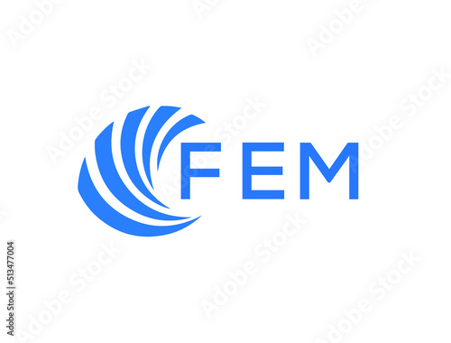 FEM Flat accounting logo design on white background. FEM creative initials Growth graph letter logo concept. FEM business finance logo design.
 photo