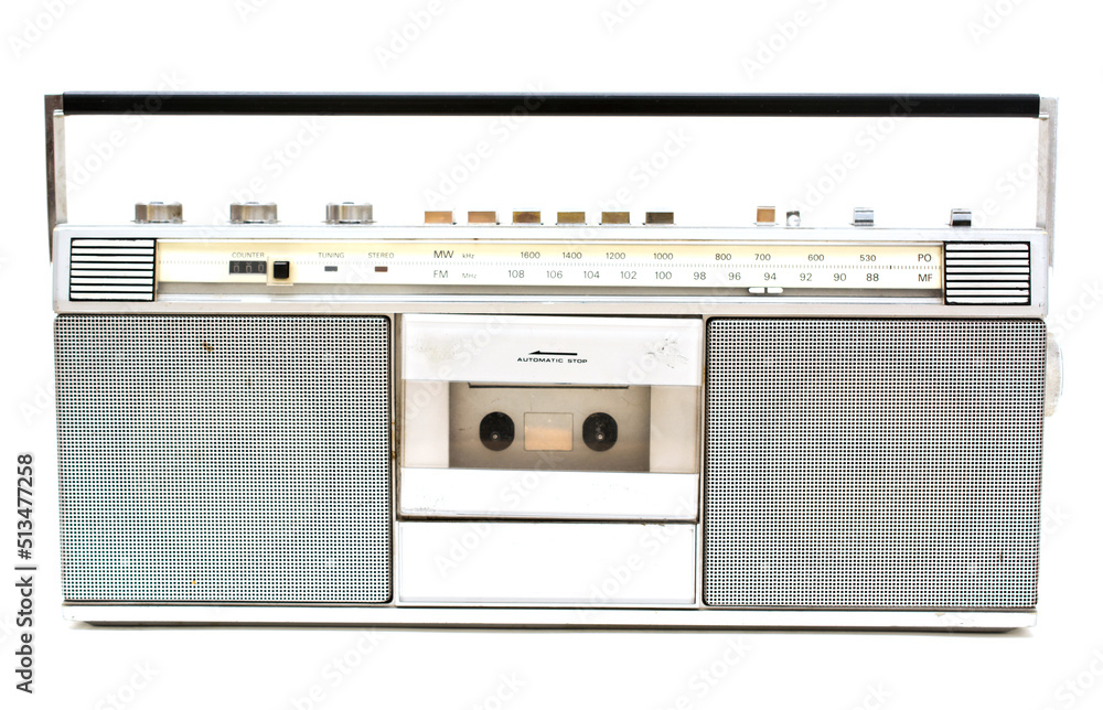 Obraz premium Old sytle radio-tape player close up.