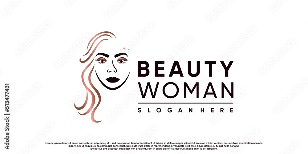 Obraz premium Beauty women logo design inspiration for beauty salon with woman face Premium Vector