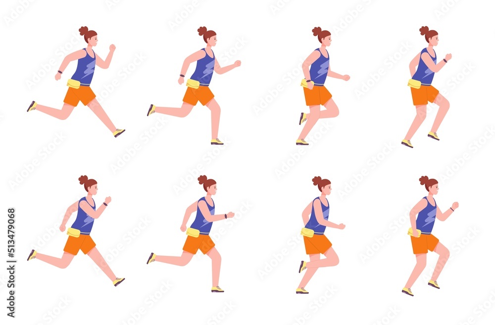 Running Woman Sequence Sprite Animation Run Women Forward Cycle Runner Poses Jogging Leg