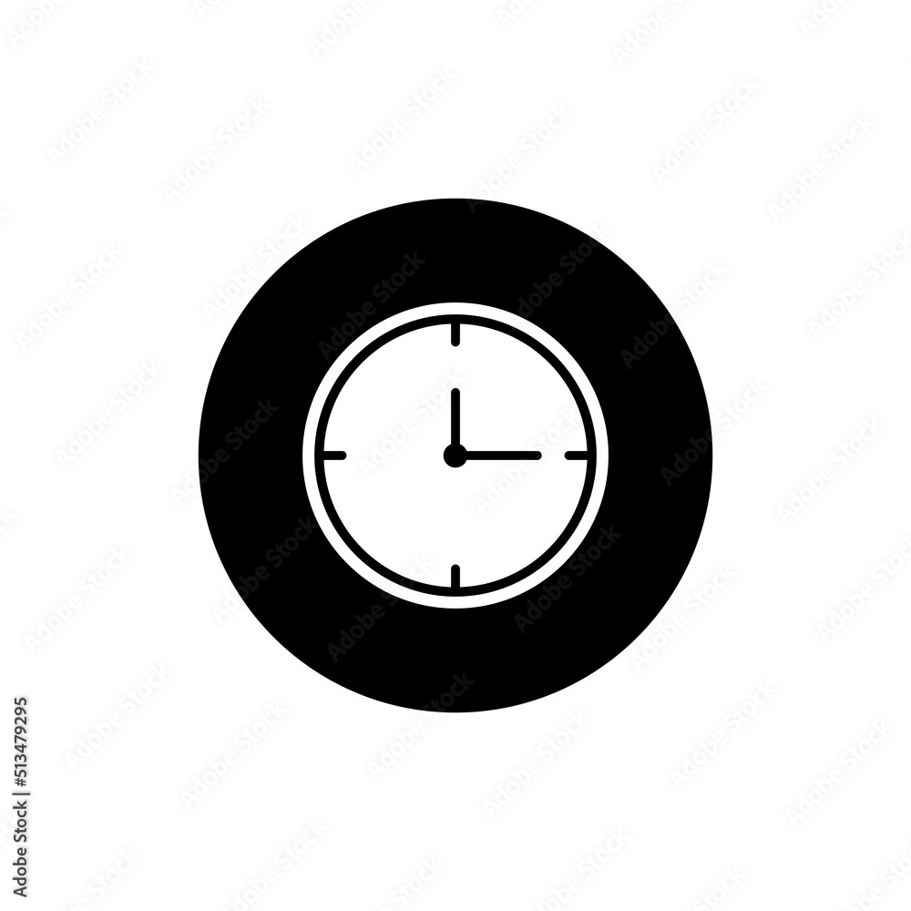 Time clock icon in black round Time clock icon in black round