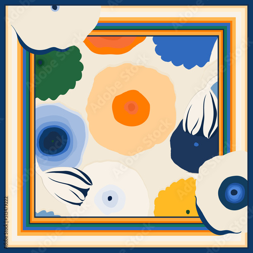 Scarf modern design with flowers illustration. Abstract fashionable vector template for your design.