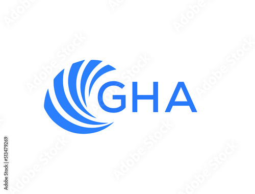 GHA Flat accounting logo design on white background. GHA creative initials Growth graph letter logo concept. GHA business finance logo design.
 photo