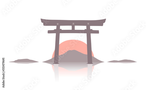Torii Japanese Gate vector illustration.