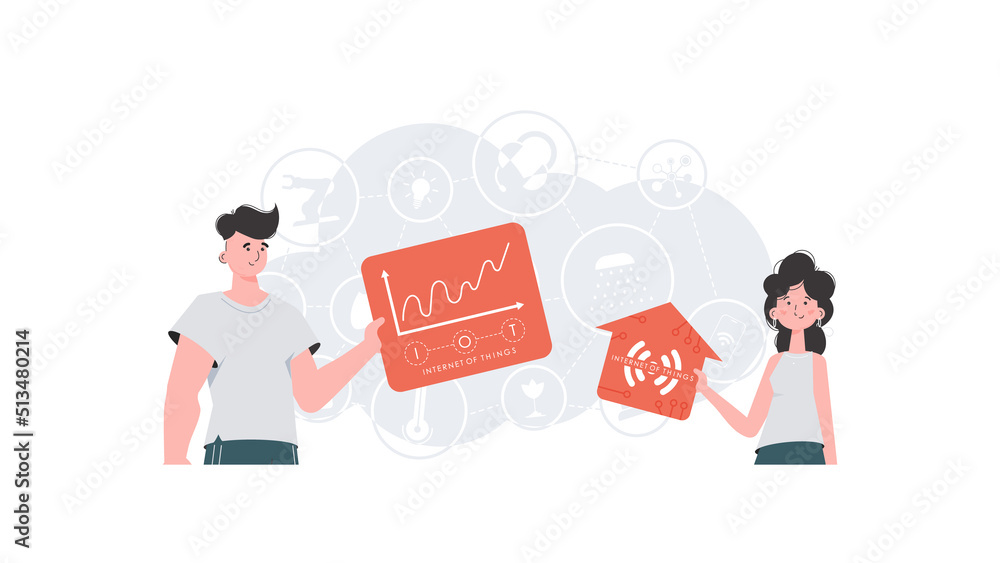 IoT concept. Internet of Things Team. Good for presentations and websites. Vector illustration.