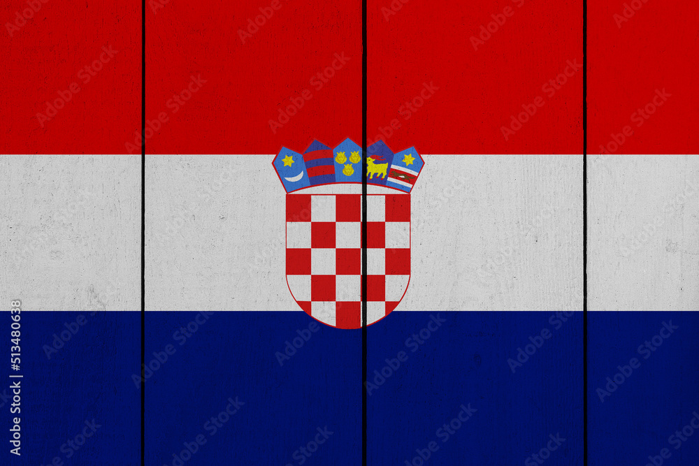Patriotic wooden plank background in colors of flag. Croatia