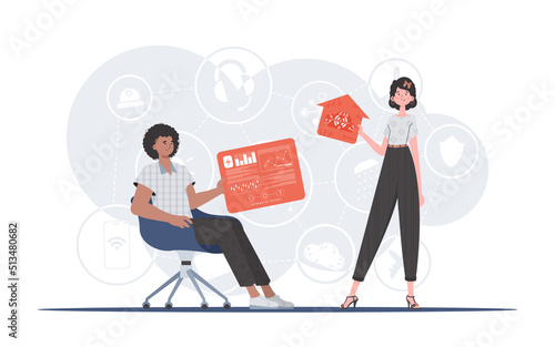 Internet of things concept. Internet of Things Team. Good for websites and presentations. Vector illustration in flat style.