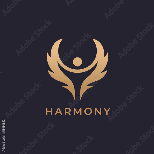 Angel wings. Abstract flying man logo design. Bird wings vector illustration.