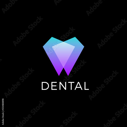 Modern minimal dentist logo design. Abstract tooth icon logotype. Dental clinic vector sign mark icon.