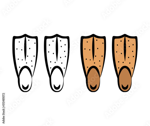 Vector illustration of flippers in a hand-drawn style on a white background