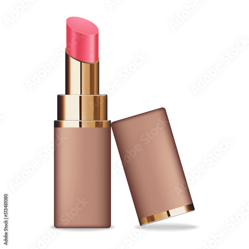 Realistic lipstick package cosmetic, make up mockup isolated vector, package rouge cosmetic, plastic pink lipstick cosmetic, make up vector