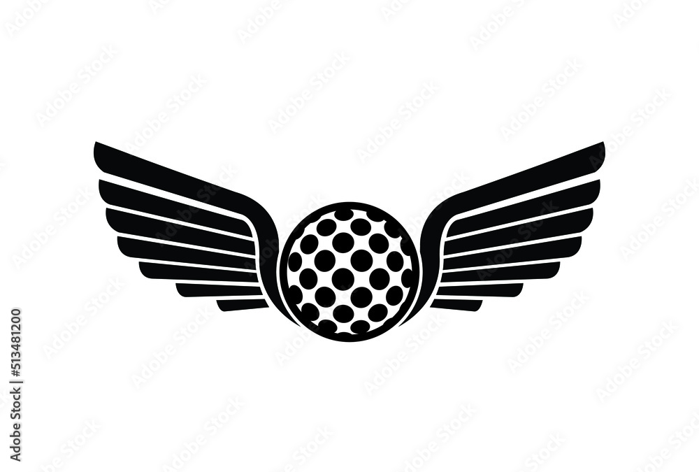 golfball logo vector and sports logo with wings Stock Vector | Adobe Stock