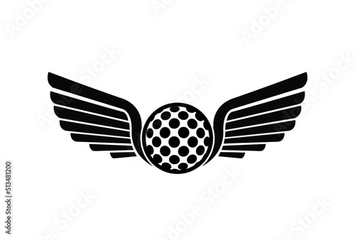 golfball logo vector and sports logo with wings