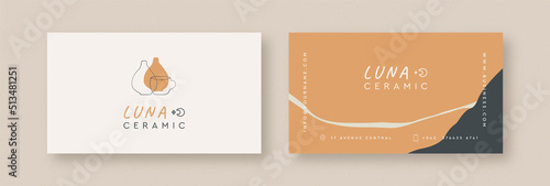 Abstract business card for handicrafts and craft boutiques. Vector business card template - mysterious boho style.