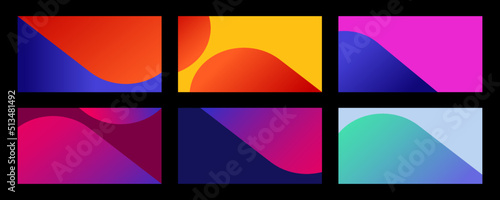 Set of sbstract gradient in vibrant colors. Modern soft background in trendy and vivid style for cover design overlay.