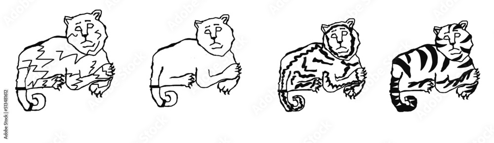 Obraz premium Tigers contour stylization simplification