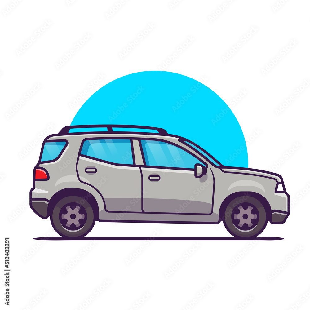 Car Cartoon Vector Icon Illustration. Vehicle Transportation Icon Concept Isolated Premium Vector. Flat Cartoon Style