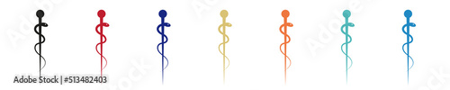 Foto Asclepius serpent rod rolled up silhouette