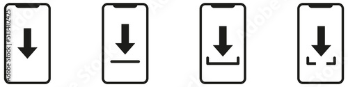 Smartphone download icons. Flat icons isolated on a white background.  eps10