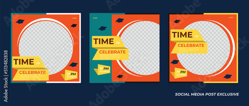 Realistic instagram posts graduation template