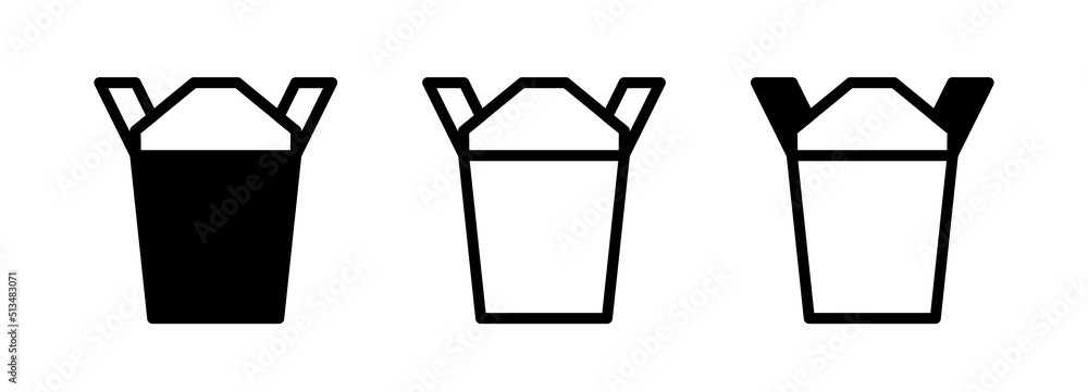 Asia noodle food box icon set Asia noodle food box icon set