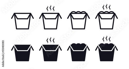 Asian food box vector icon set