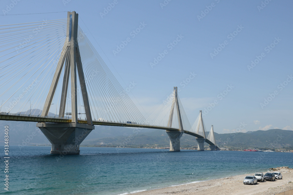 The suspended bridge of Rio near Patras in Greece