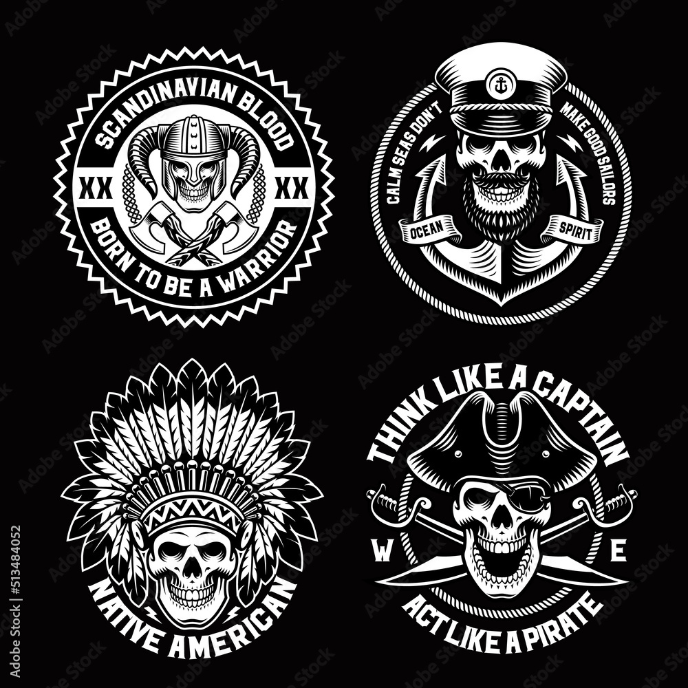 Fototapeta premium A set of vector skulls characters