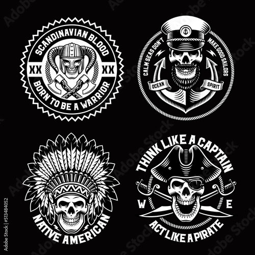 A set of vector skulls characters