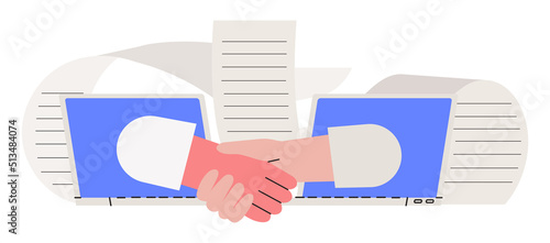 Businessman sign contract. User agreement or signing paper and digital contract Concept. Entrepreneurs making deal. Concept of agreement conclusion, business partnership, documentary coherence.