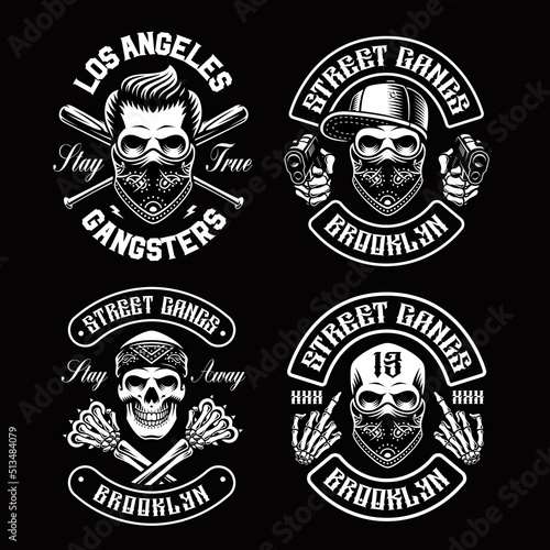 Set of vector gangster skulls