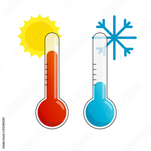 Hot and cold thermometer. vector eps10, jpeg, ai