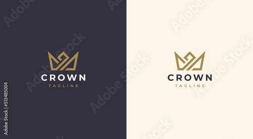 Geometric creative crown logo design.  Vector template. Royal crown symbol logotype.
