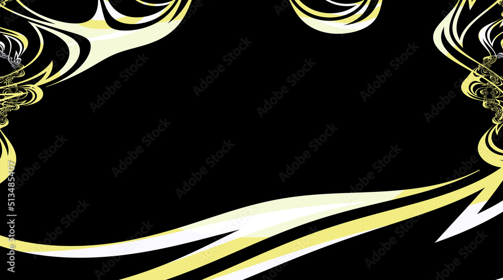 Obraz premium Frame of gold and white vignettes on a black background