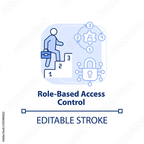 Role-based access control light blue concept icon. Security management abstract idea thin line illustration. Isolated outline drawing. Editable stroke. Arial, Myriad Pro-Bold fonts used