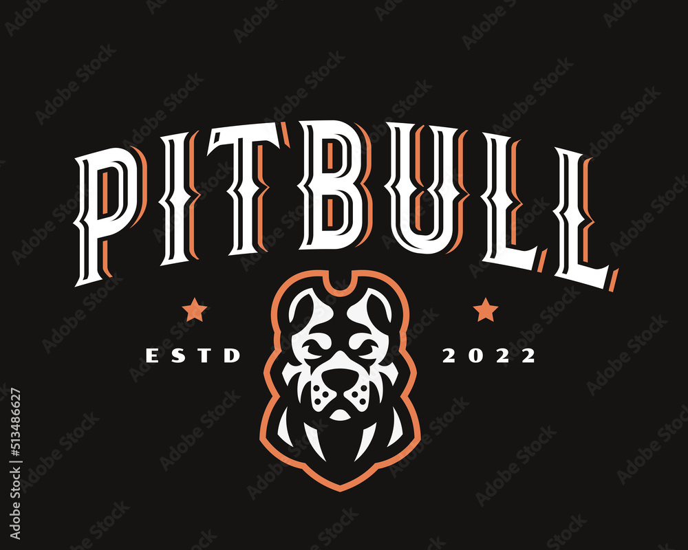 Pitbul logo, emblem design editable for your business. Dog vector ...