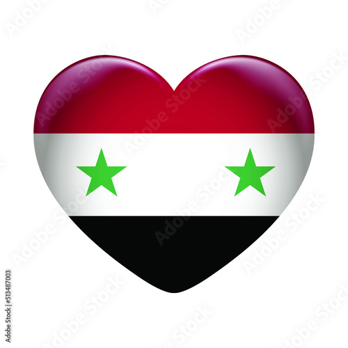 Syria flag icon isolated on white background. Syria flag. Flag icon glossy.