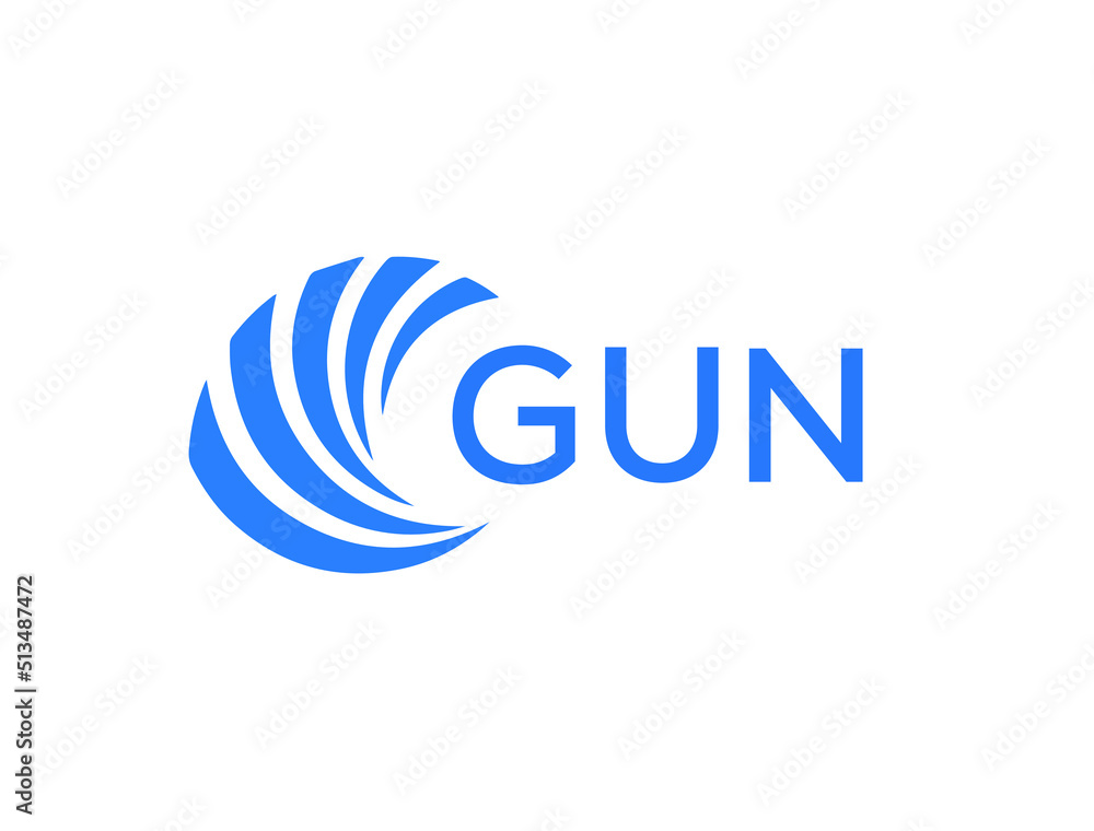 GUN Flat accounting logo design on white background. GUN creative initials Growth graph letter logo concept. GUN business finance logo design.

