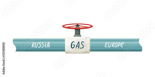 Vector illustration of a gas pipe from Russia to Europe. Gas supply. The embargo on the supply of gas from Russia.
