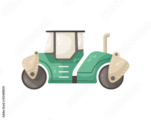 Vector illustration of an asphalt paver. Road works