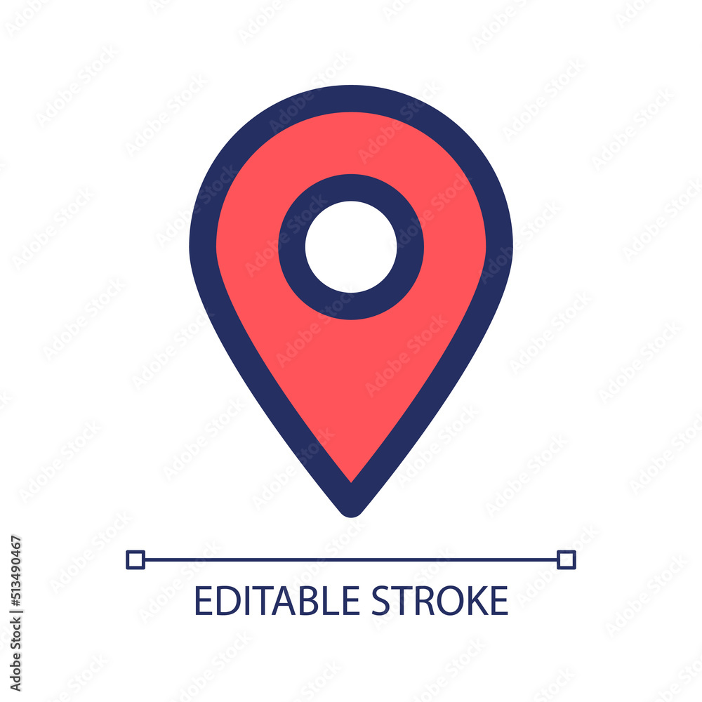 Navigation pin red RGB color ui icon. Location marker. Delivery address. Simple line element. GUI, UX design for mobile app. Vector isolated pictogram. Editable stroke. Arial font used Navigation pin red RGB color ui icon. Location marker. Delivery address. Simple line element. GUI, UX design for mobile app. Vector isolated pictogram. Editable stroke. Arial font used