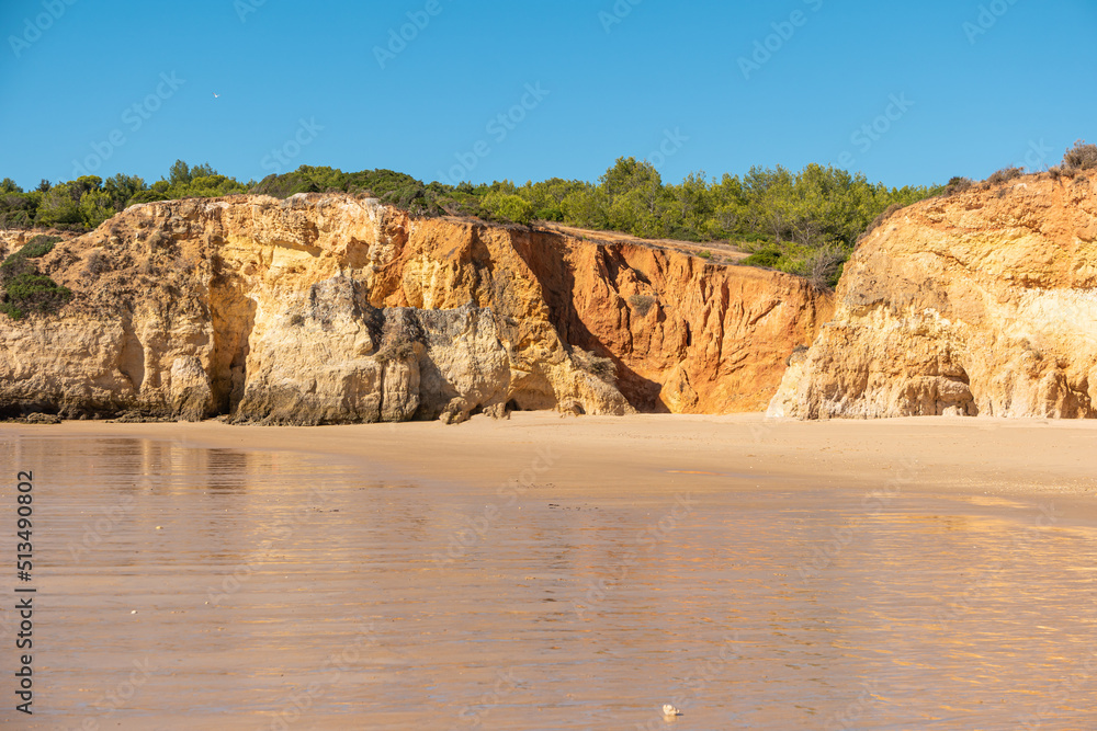 View of the Alemao Beach (Praia do Alemao) in Portimao Algarve Portugal; Concept for travel in Portugal and Algarve.