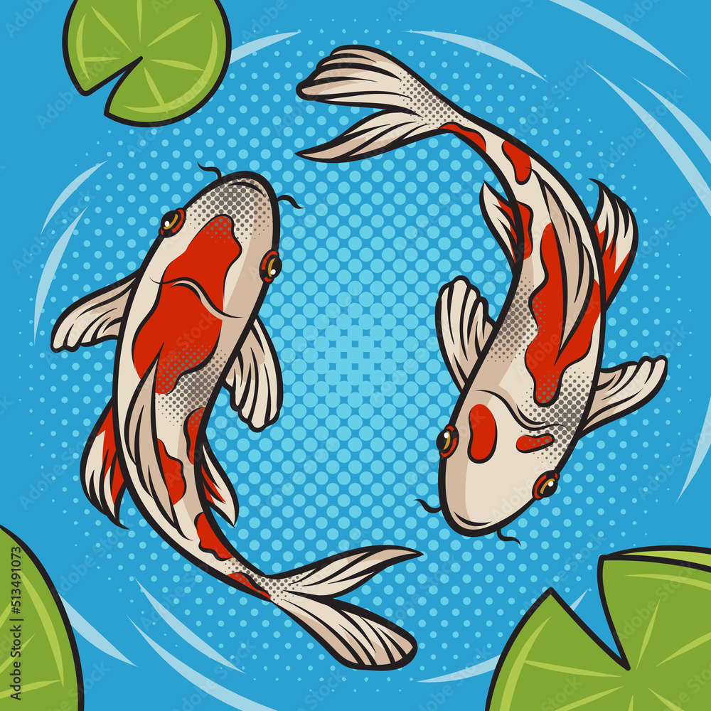 koi carp fish in water pop art retro raster illustration. Comic book style  imitation. Stock Illustration | Adobe Stock