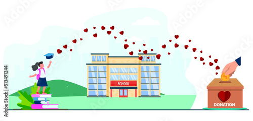 Donation to school poster for school and office. Donate money to school to make bright future of students and help pour family children's.