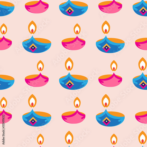 Traditional Indian festival Diwali-Festival of lights.Template seamless pattern background for paper, banner, poster Festive  texture bacdrop. Vector illustration