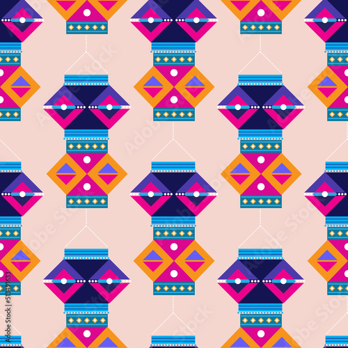 Traditional Indian festival Diwali-Festival of lights.Template seamless pattern background for paper, banner, poster Festive  texture bacdkrop. Vector illustration