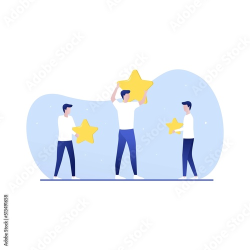People holding stars. Customer reviews concept illustration concept illustration, perfect for web design, banner, mobile app, landing page, vector flat design. Feedback, know your customer concept.