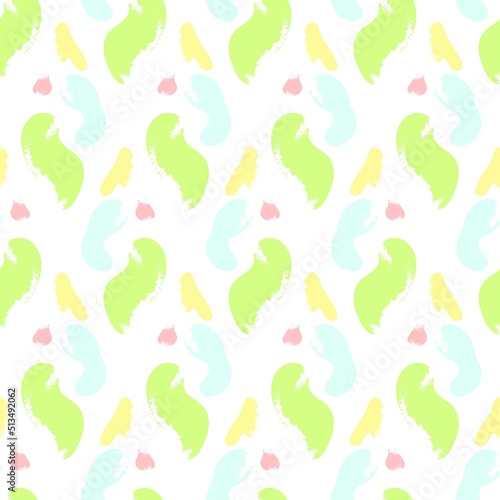 Bright psychedelic pattern with brush strokes. Vector seamless pattern for textile  wallpaper  background.